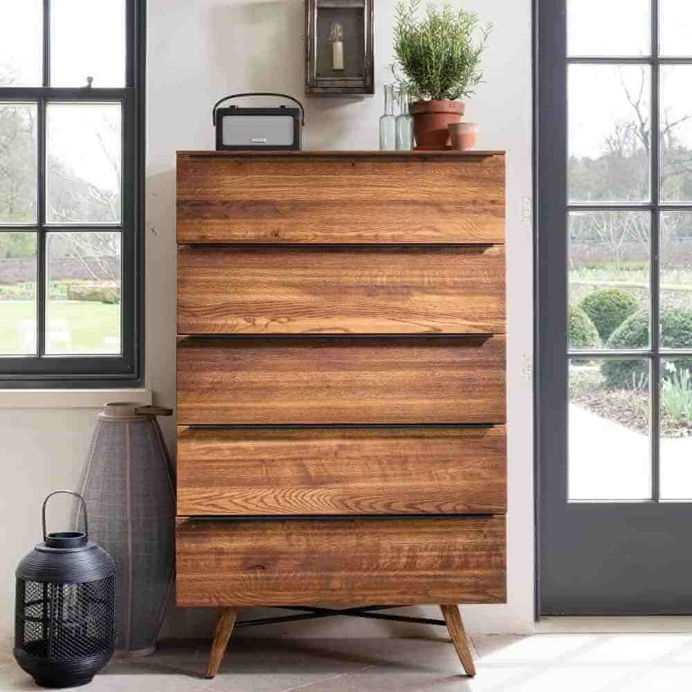 Loft 5 Drawer Tall Chest - escapologyhome.co.uk