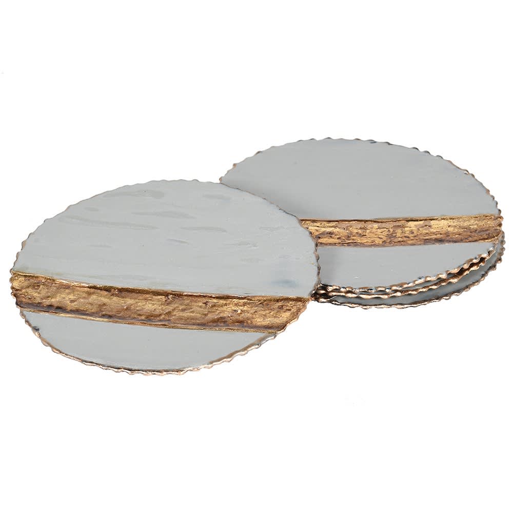 Gold & Grey Enamel Drink Coasters (Set of 4) - escapologyhome.co.uk