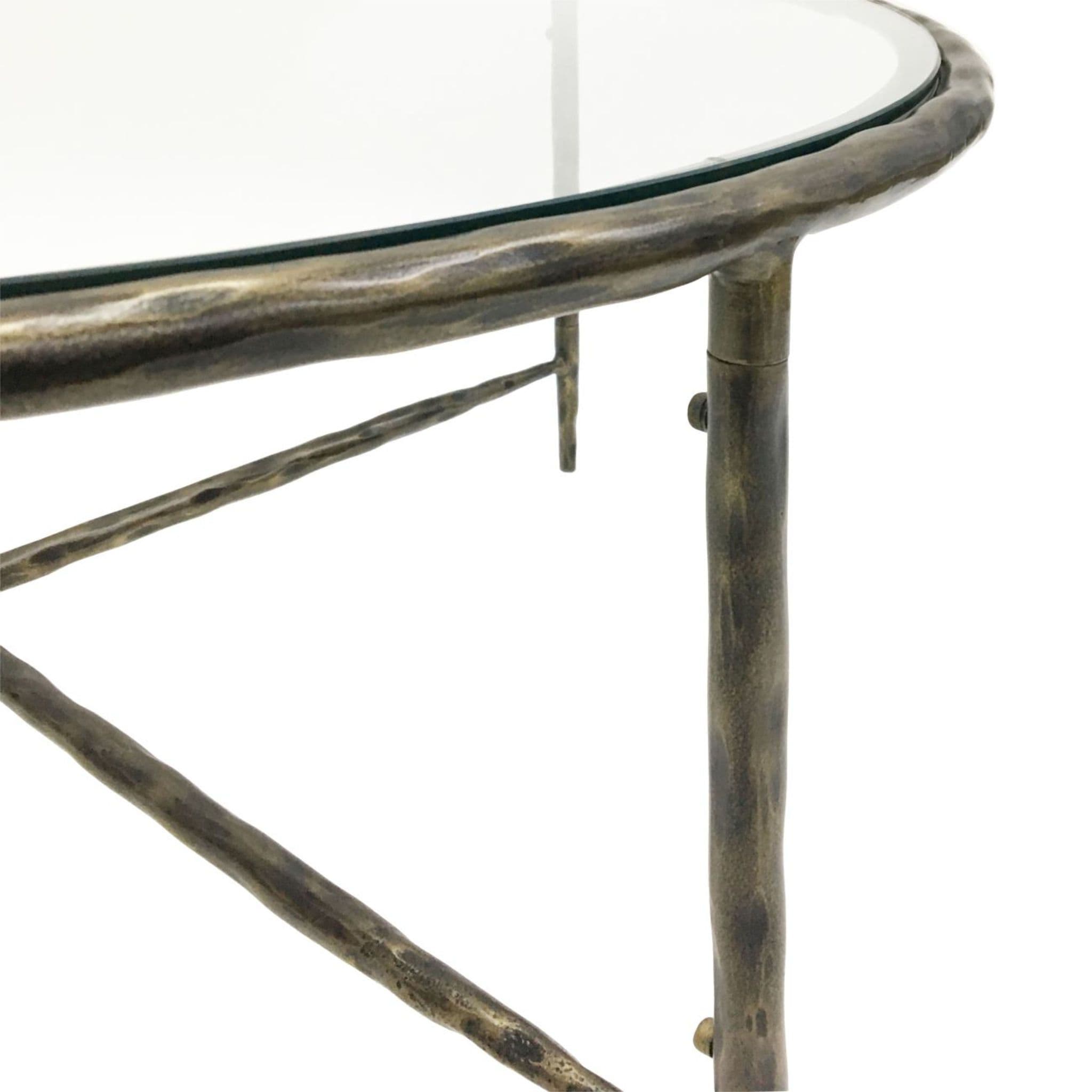 Athena Glass Round Coffee Table - Dark Bronze - escapologyhome.co.uk