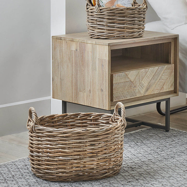 Kubu Oval Rattan Storage Basket - Set of 2