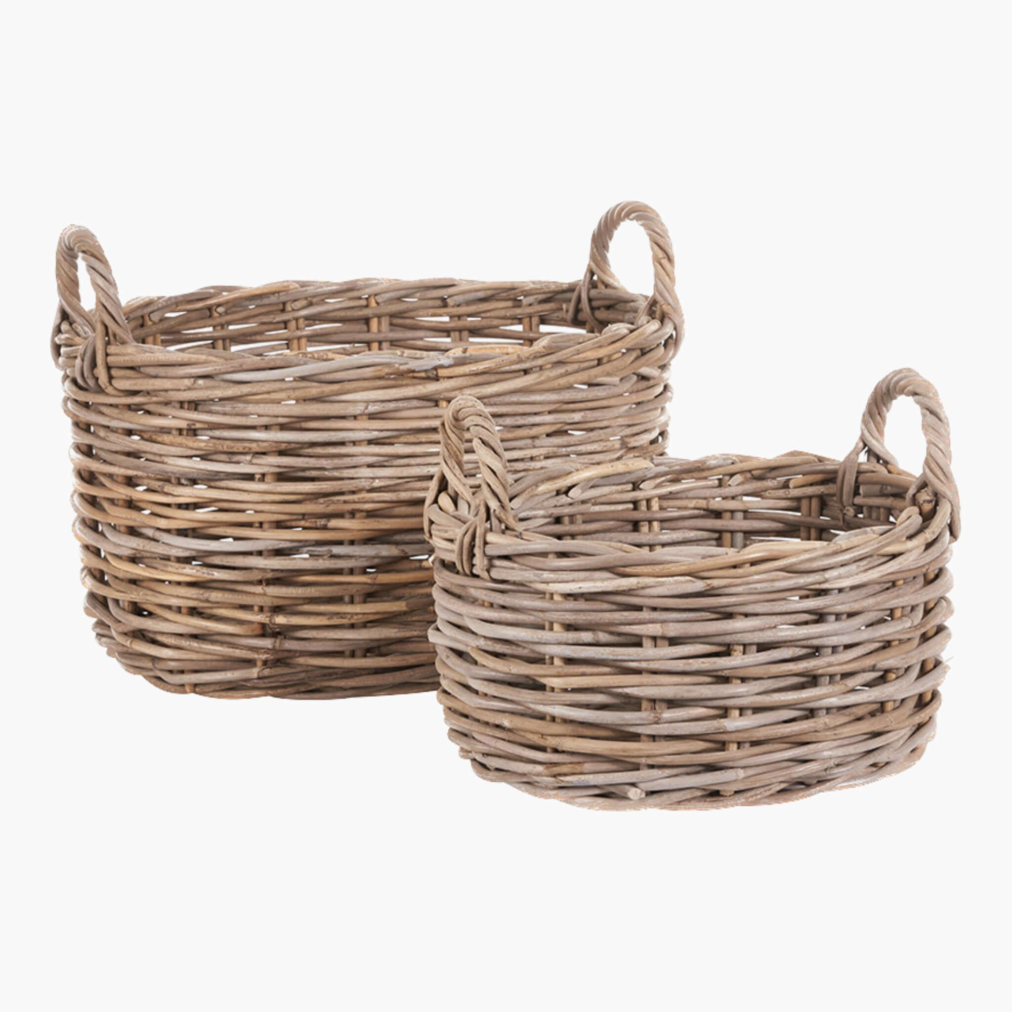Kubu Oval Rattan Storage Basket - Set of 2