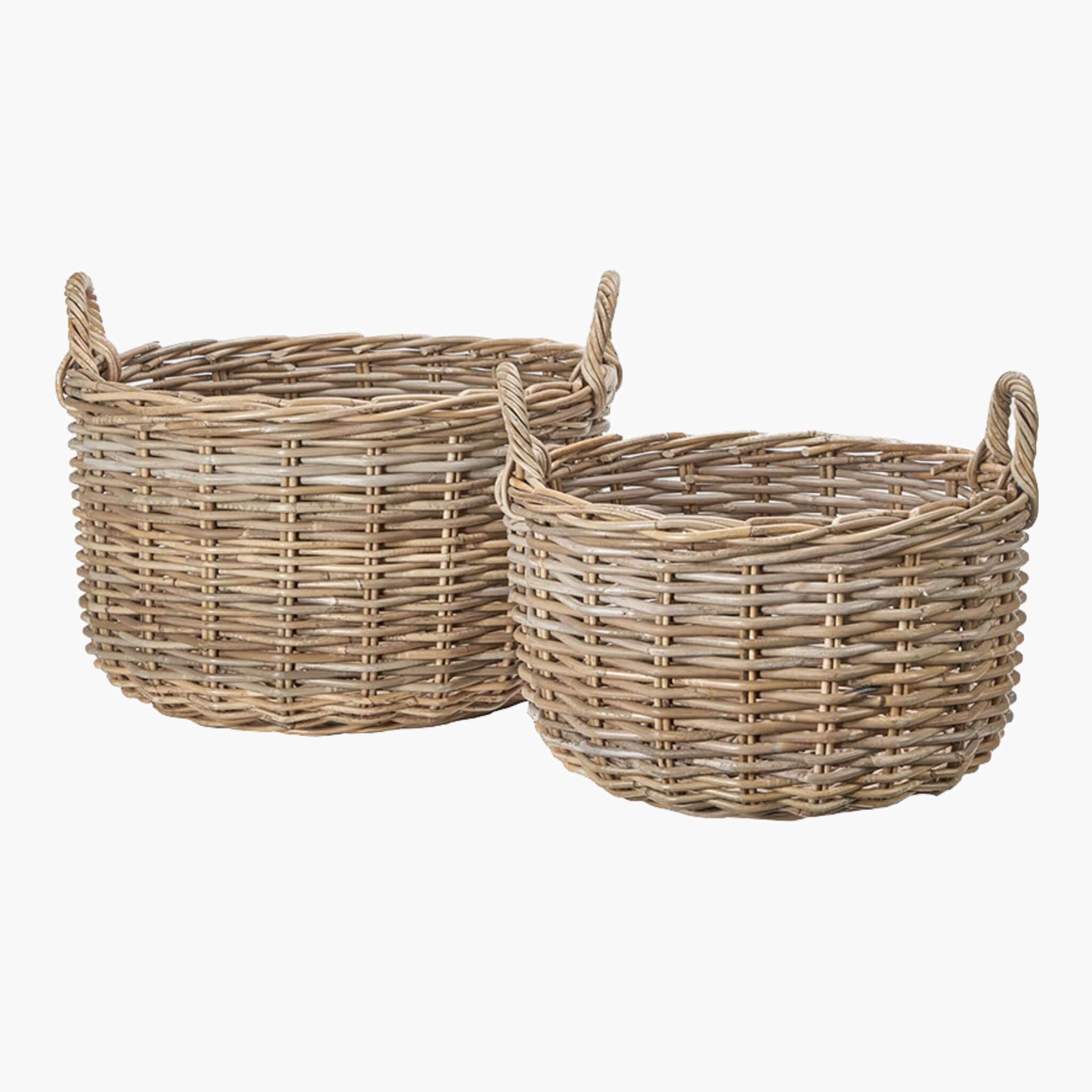 Kubu Round Rattan Storage Basket - Set of 2