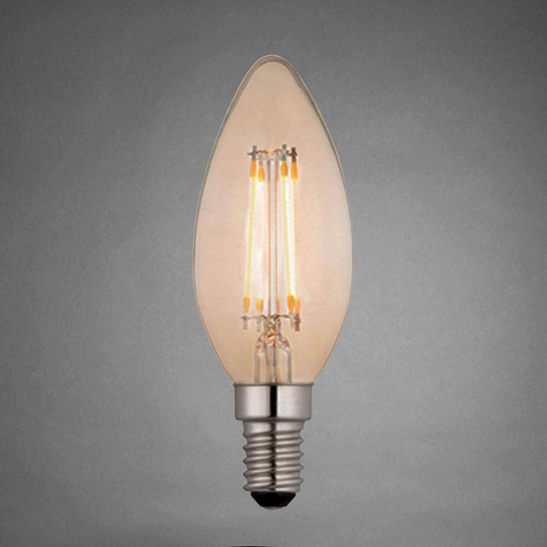 E14 Candle Filament LED Bulb - Amber - escapologyhome.co.uk