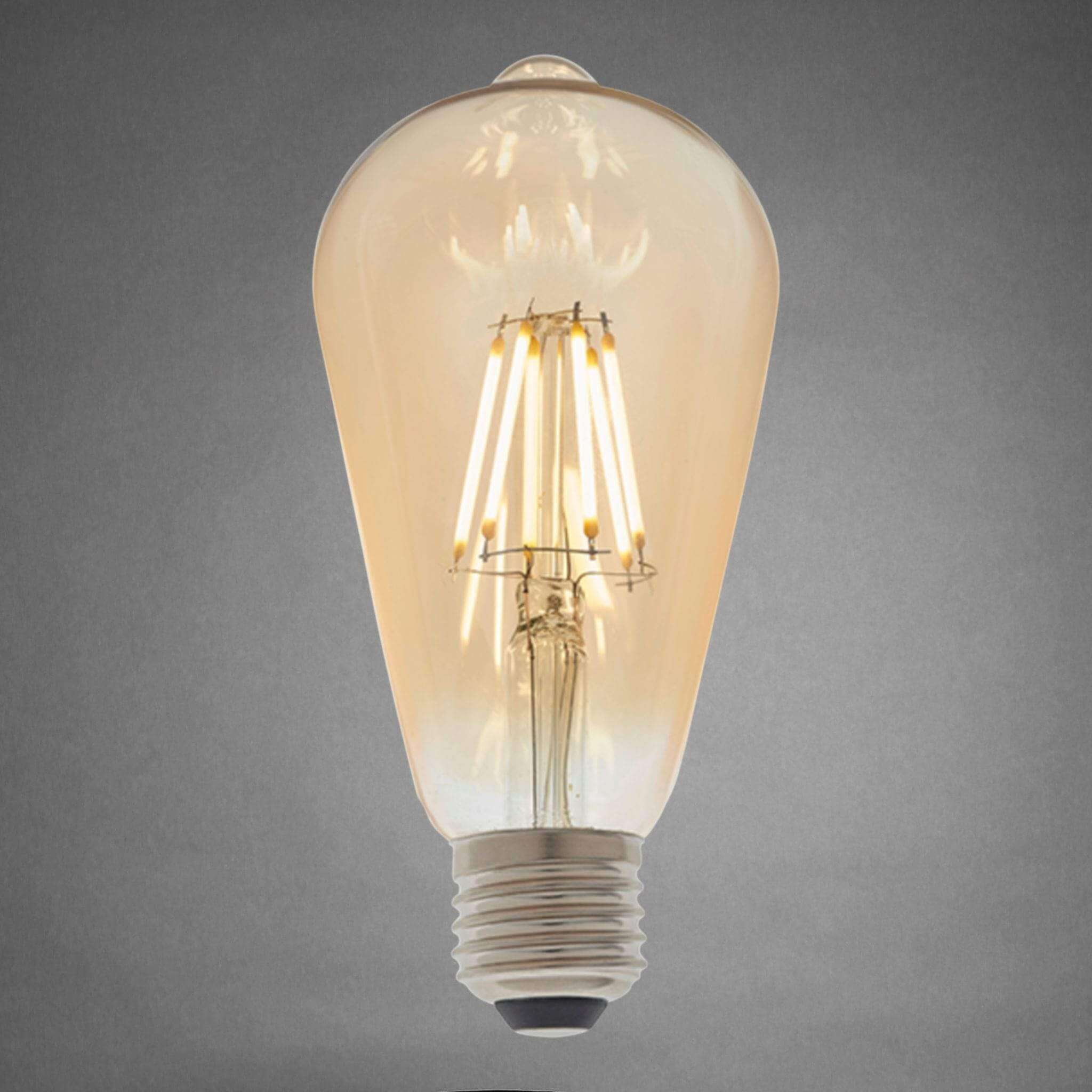 Dimmable E27 LED Filament Pear Bulb 6W - Amber - escapologyhome.co.uk