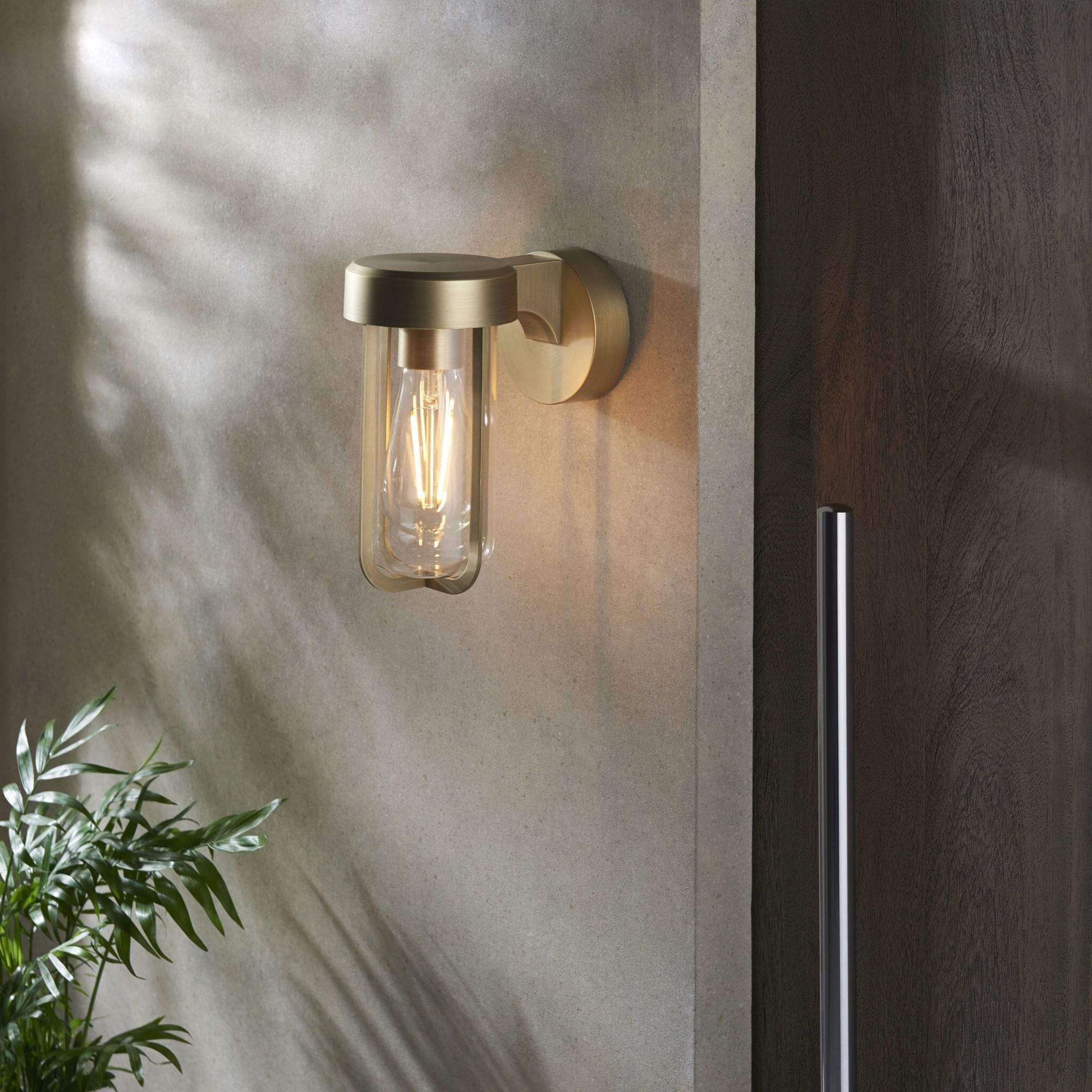 Aire 1 IP44 Outdoor Wall Light - Brushed Gold - escapologyhome.co.uk