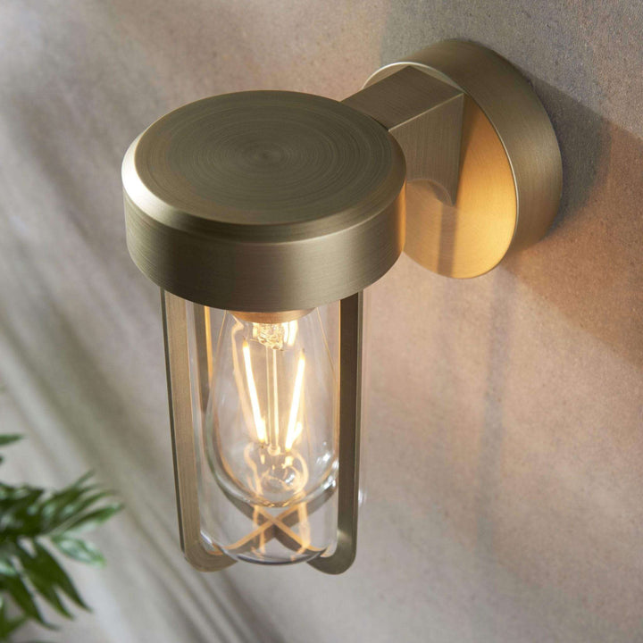 Aire 1 IP44 Outdoor Wall Light - Brushed Gold - escapologyhome.co.uk