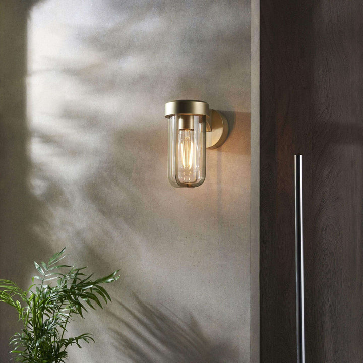 Aire 1 IP44 Outdoor Wall Light - Brushed Gold - escapologyhome.co.uk