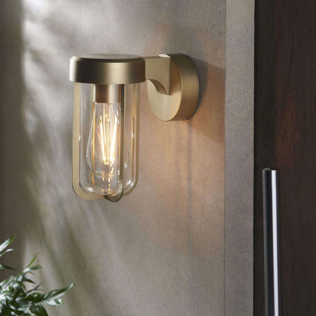 Aire 1 IP44 Outdoor Wall Light - Brushed Gold - escapologyhome.co.uk