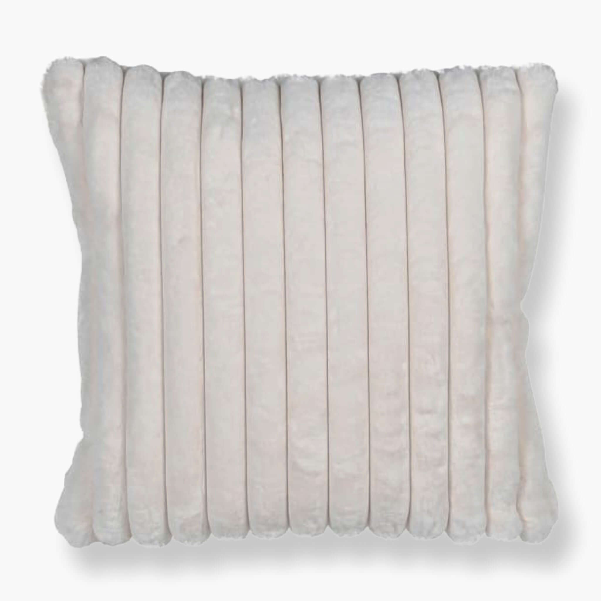 Ribbed Faux Fur Cream Cushion