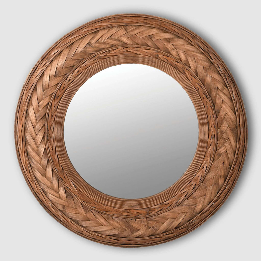 Ribbon Bamboo Round Wall Mirror