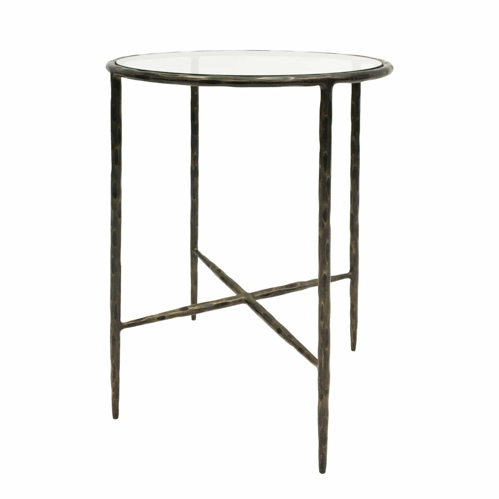 Athena Glass Round Side Table - Dark Bronze - escapologyhome.co.uk
