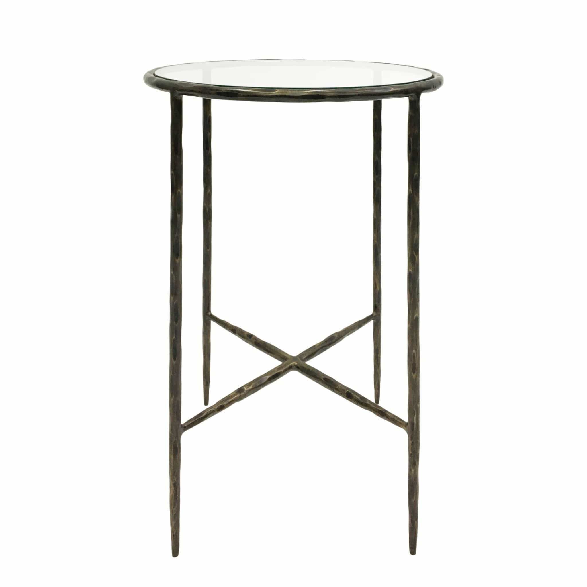 Athena Glass Round Side Table - Dark Bronze - escapologyhome.co.uk