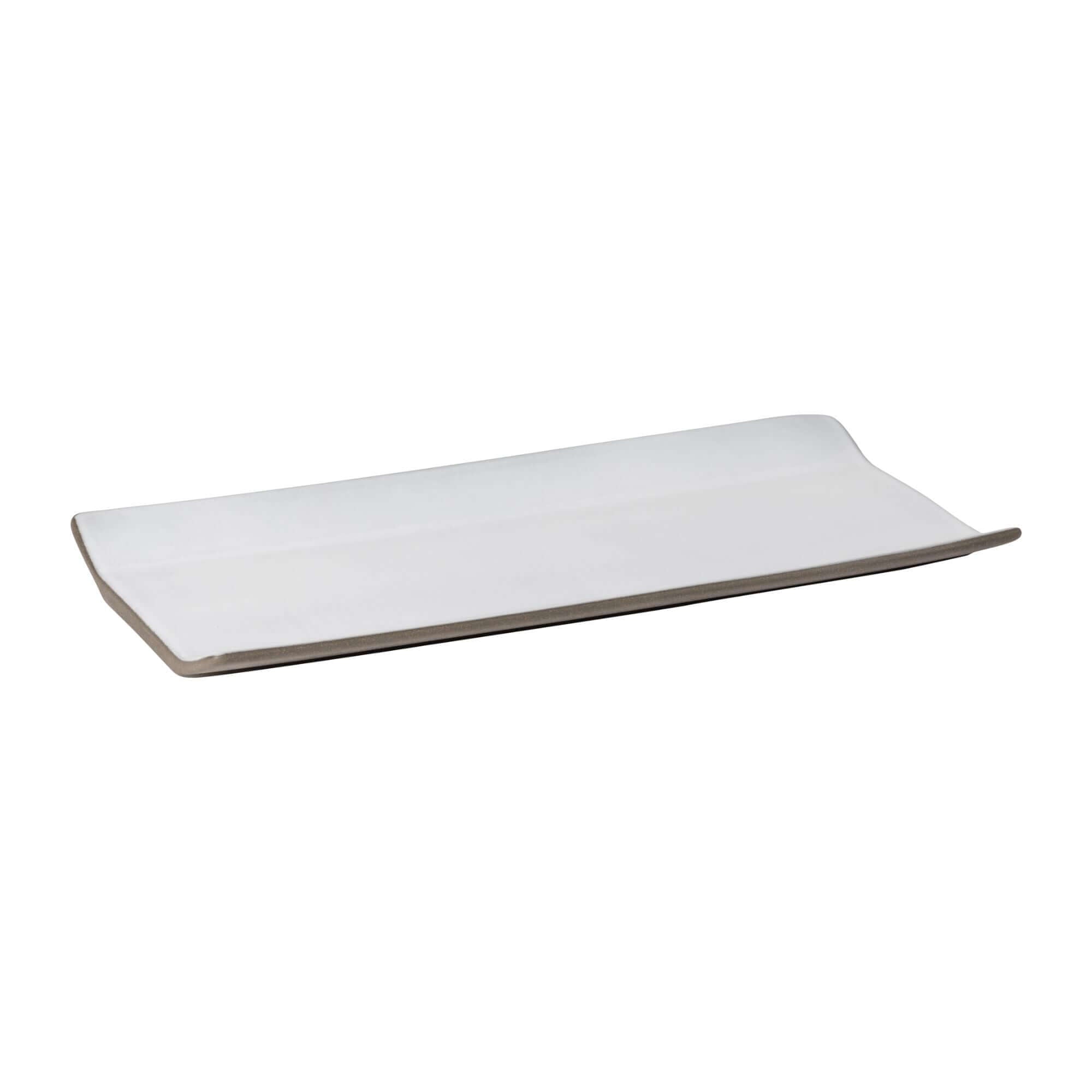 White Stoneware Platter & Oak Board